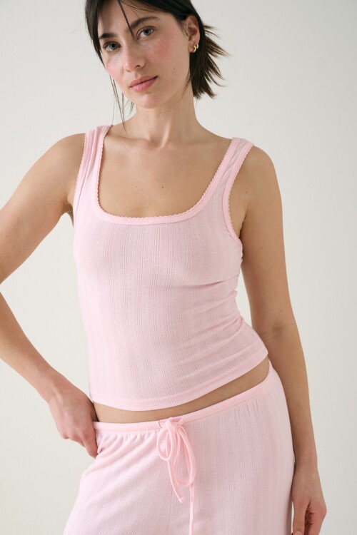 Musculosa Pointelle Rosado