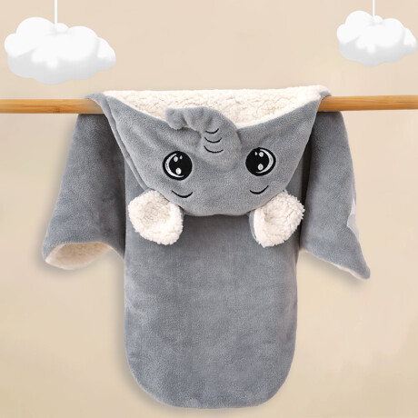 Manta Envolvente Bebé Elefante Gris