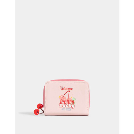 Billetera Cuerina Estampada Rosa Viejo