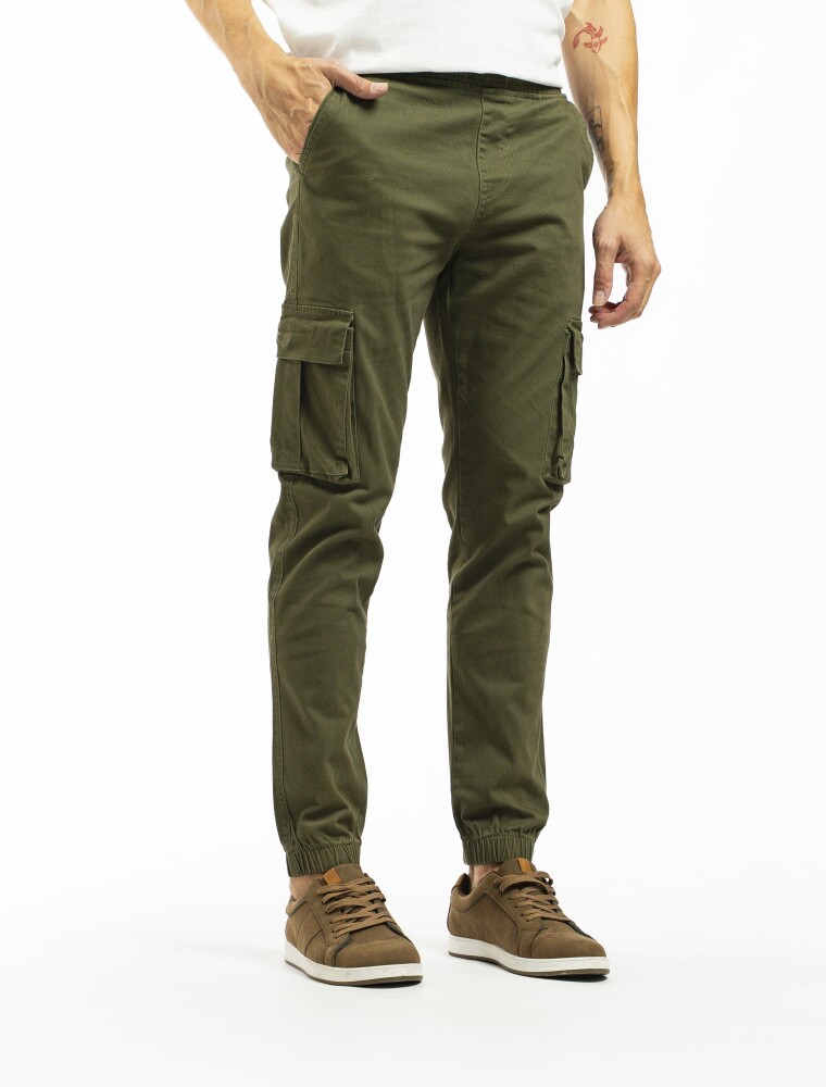 Pantalón Cargo Slim de Gabardina Militar