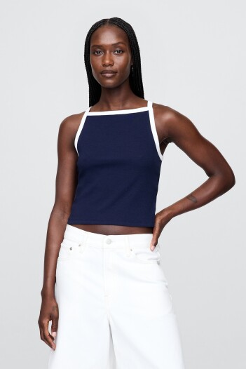 Musculosa Algodón Rib Mujer Navy W White Trim