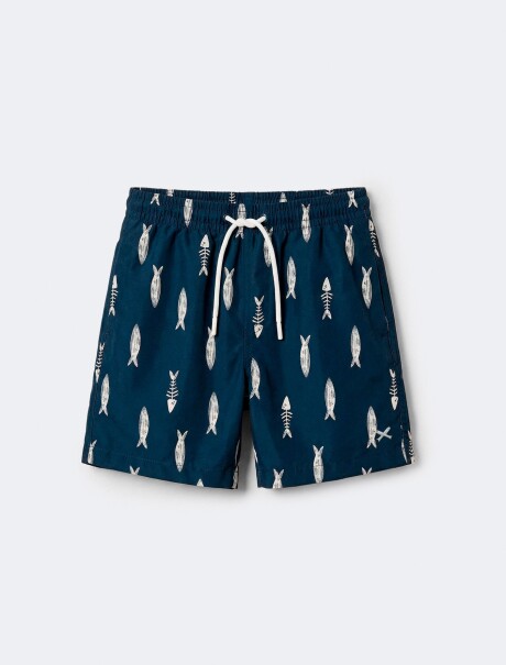 BERMUDA INFANTIL ESTAMPADA AZUL