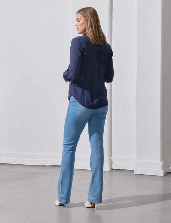 Blusa Nudo Botones AZUL