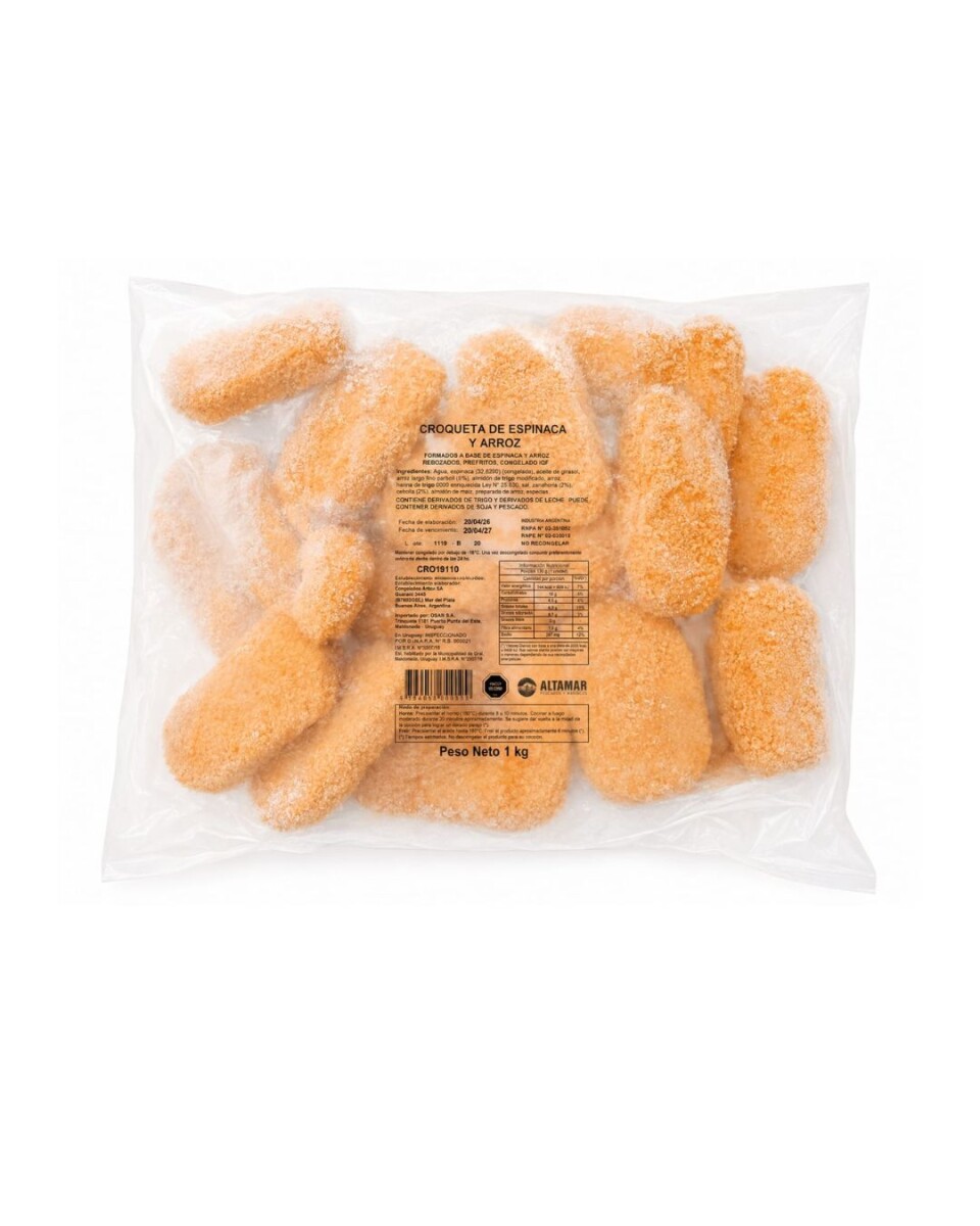 CROQUETA DE ARROZ Y ESPINACA 1KG 