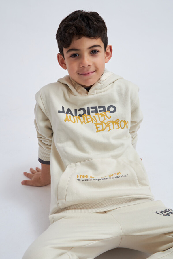 Hoodie deportivo Oficial con felpa - Beige