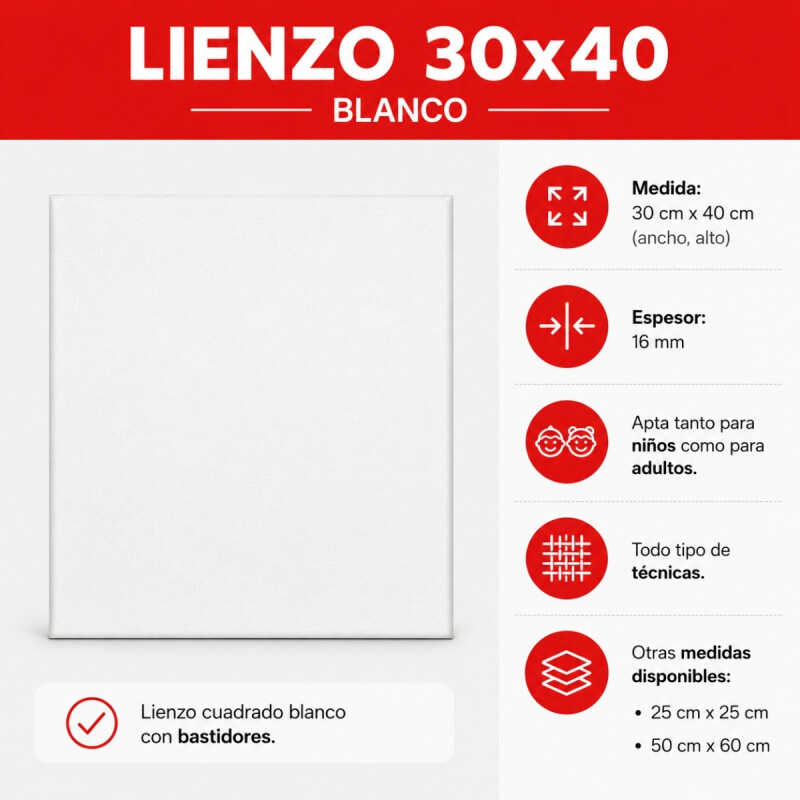 Set x5 Lienzos de 30x40 BLANCO