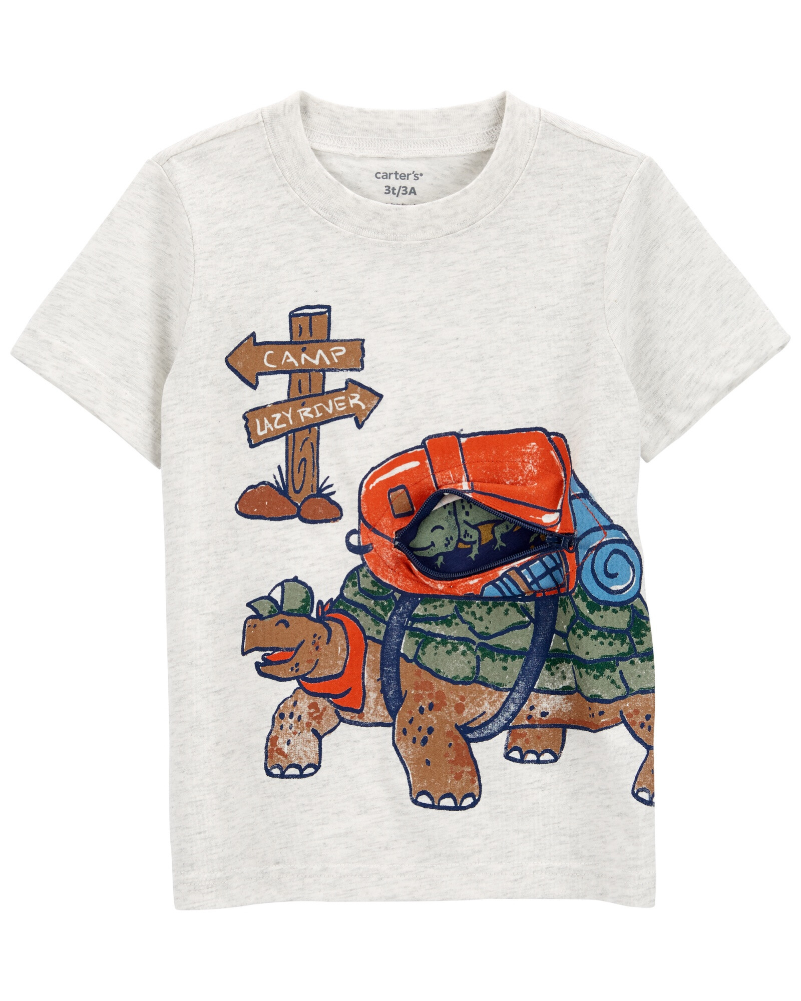 Remera de algodón, manga corta, estampa tortuga. Talles 12-24M Sin color