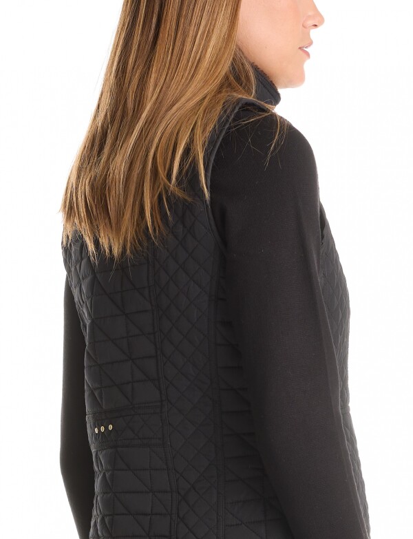 Chaleco Capitoneado Con Forro En Símil Piel NEGRO