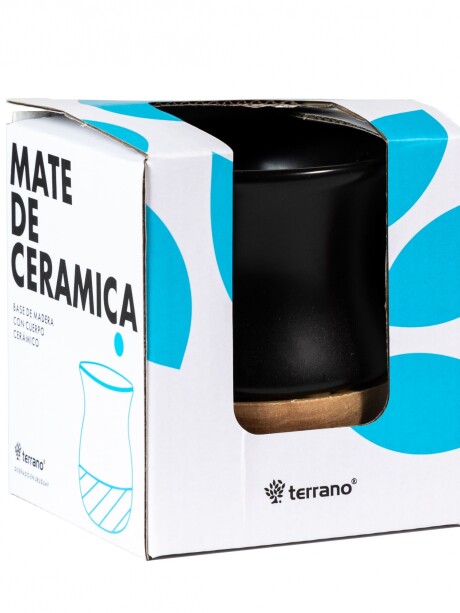 Kit Termo 1lt. Premium + Mate Cerámica base Madera Negro