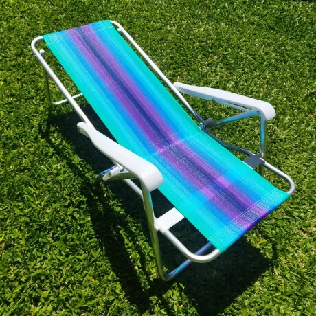 Reposera Silla Reclinable De Playa 8 Posiciones Aluminio Verde Agua/violeta