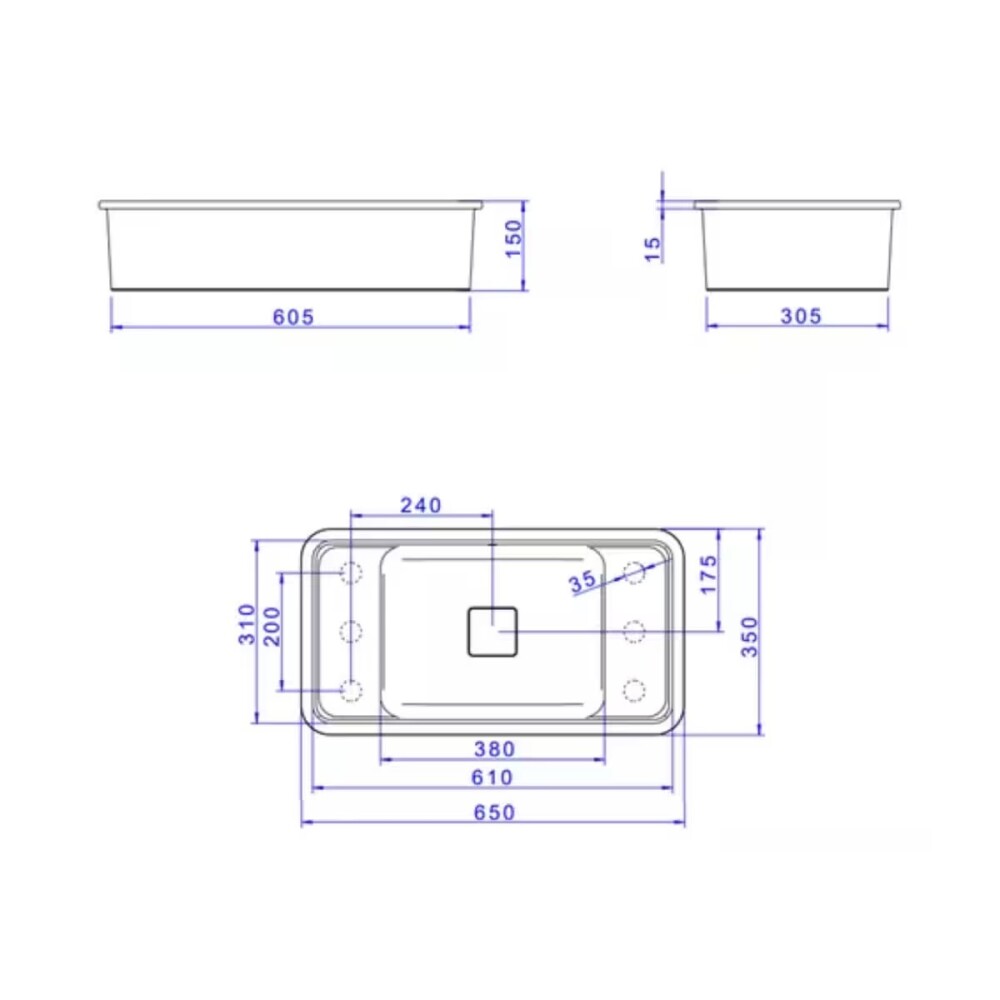 Bacha de embutir rectangular 60 cm Barbante Deca Bacha De Embutir Rectangular 60 Cm Barbante Deca