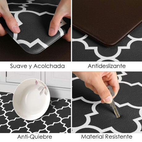 Set 2 Alfombras P/ Cocina O Baño Pvc Tatami Acolchado Negro