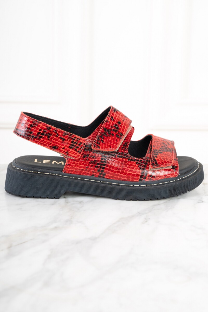 Sandalia Snake Animal Print - Rojo 