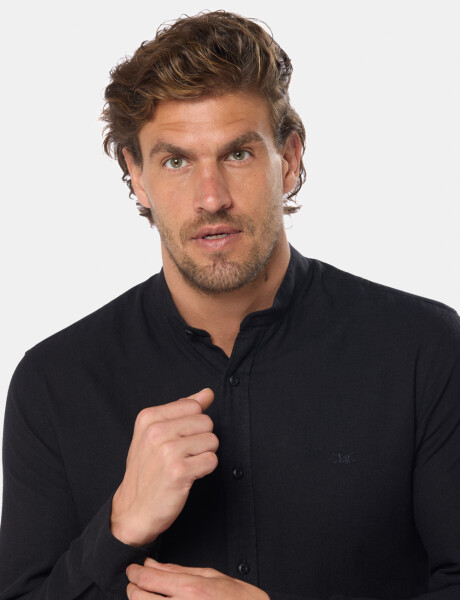CAMISA DE LINO CUELLO MAO Negro