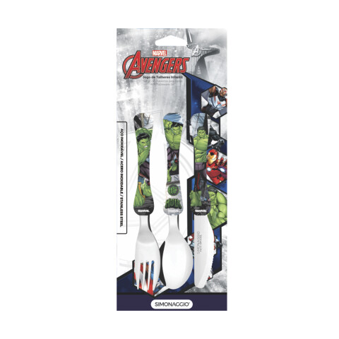 Set X3 Cubiertos Infantiles Simonaggio 15 cm Hulk