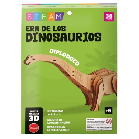 PUZZLE DE MADERA 3D ROYAL DINOSAURIO DIPLODOCO 001