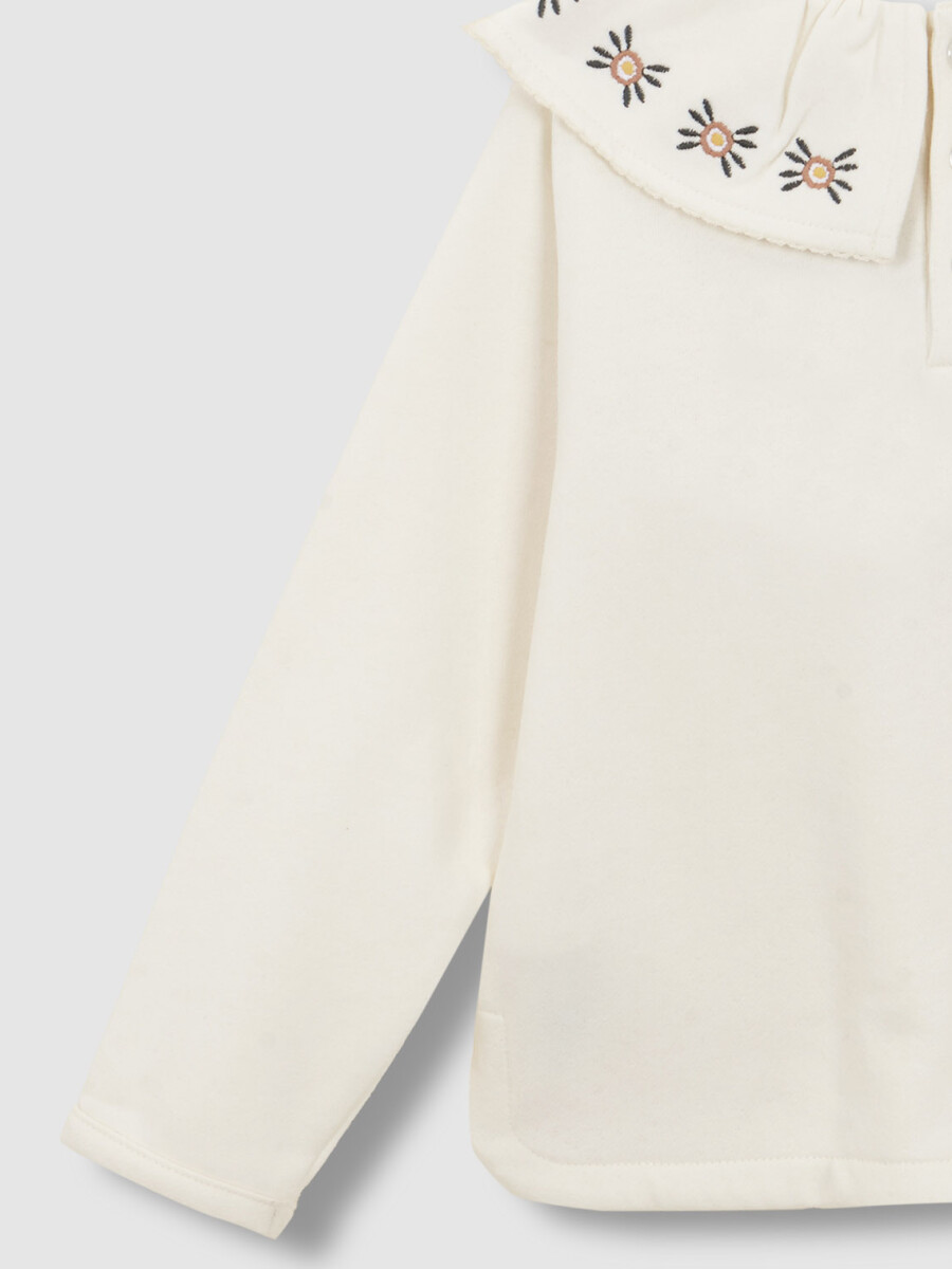 Sudadera Con Bordados Crudo