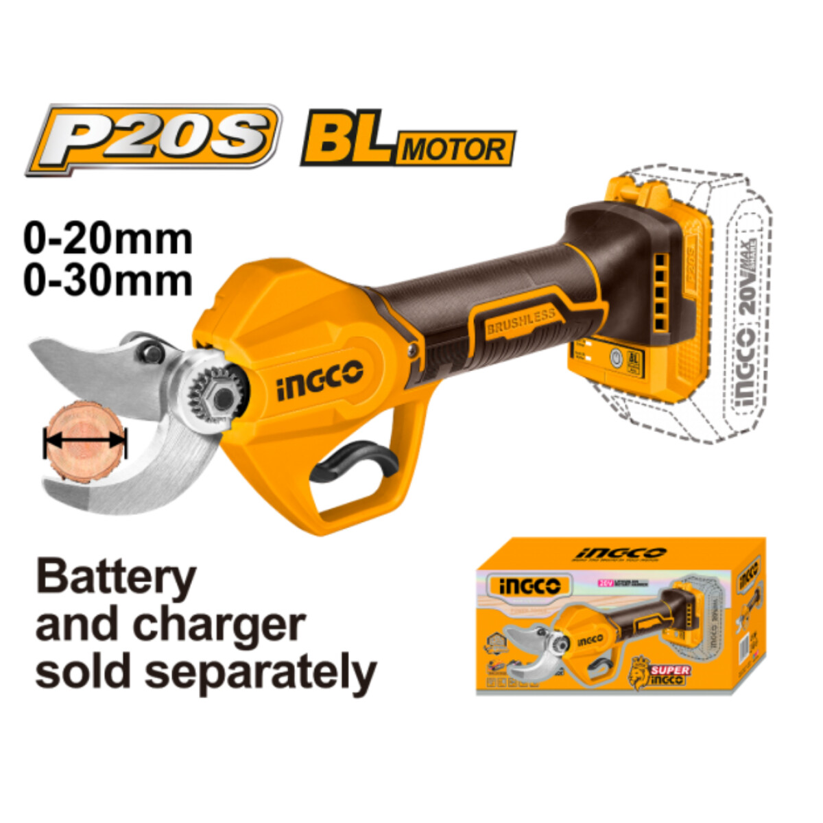 Tijera de Poda a Bateria INGCO No Incluye Bateria CSSLI20308 - 20V 