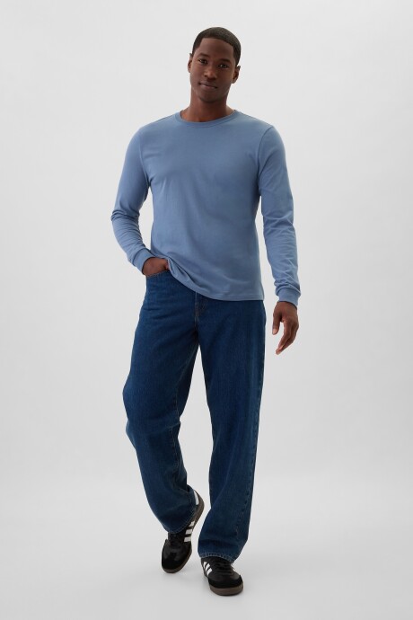 Remera Basica Cuello Redondo Manga Larga Hombre Bainbridge Blue