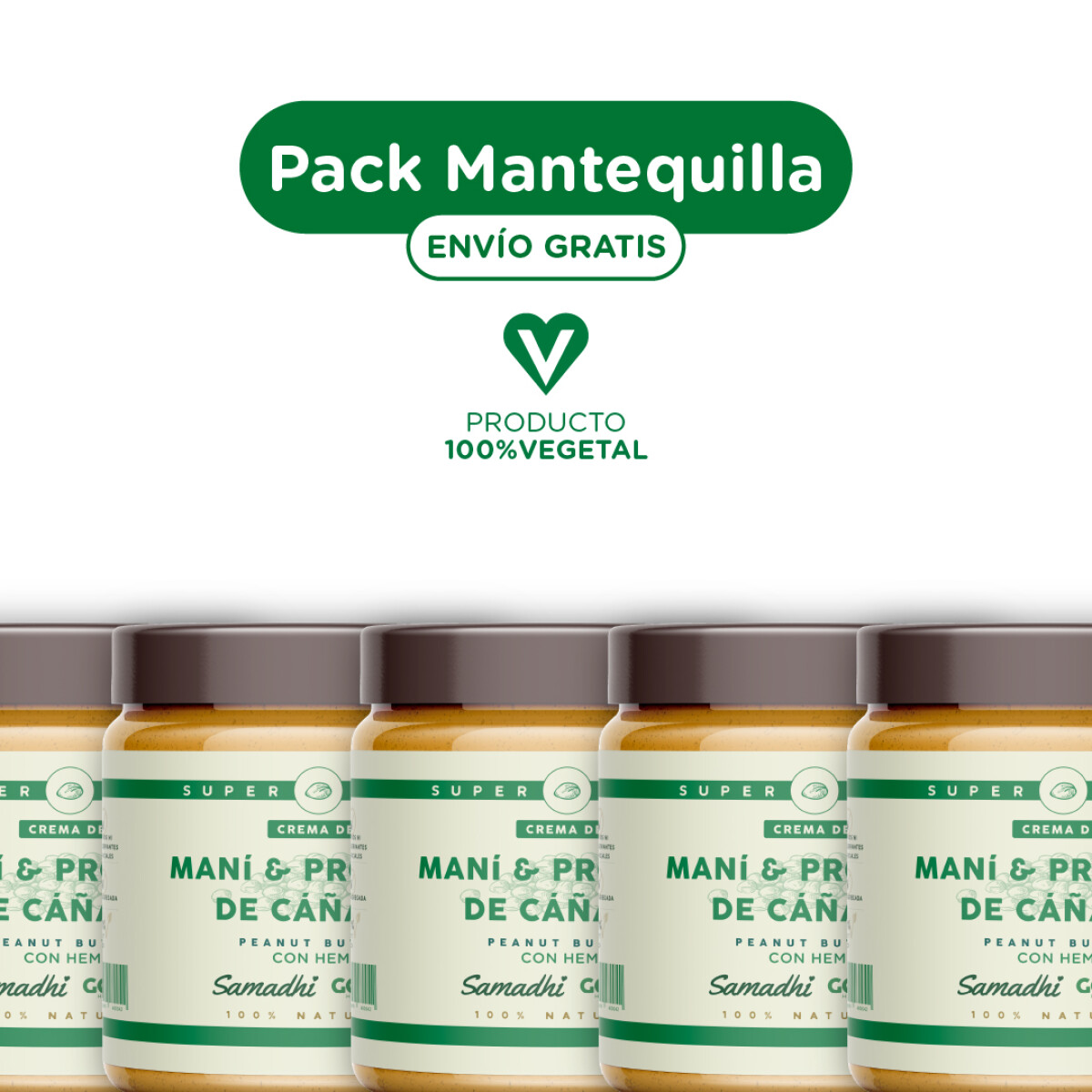 PACK MANTEQUILLA | 5 Cremas de Maní con Proteína 190G | ENVÍO GRATIS 