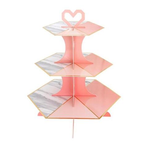 Porta Cupcake Pastel Estilo Mármol Rosa