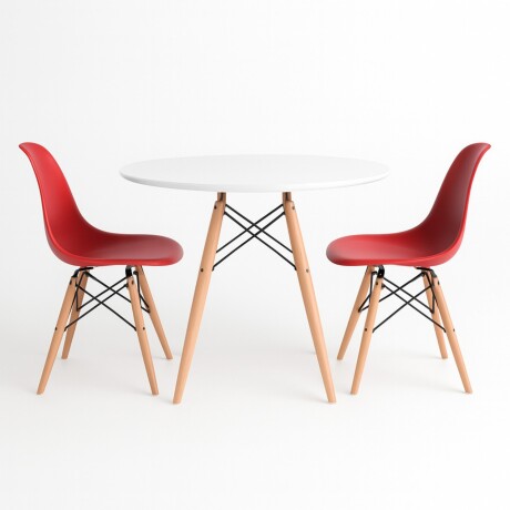 Juego de comedor Con Mesa Circular de 120cm + 2 Sillas Eames Blanco