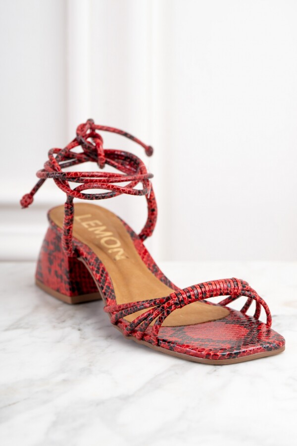 Sandalia Snake Animal Print Rojo