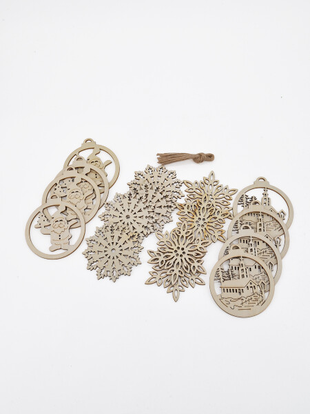 ADORNOS COLGANTE CALADO SET X 16 BEIGE