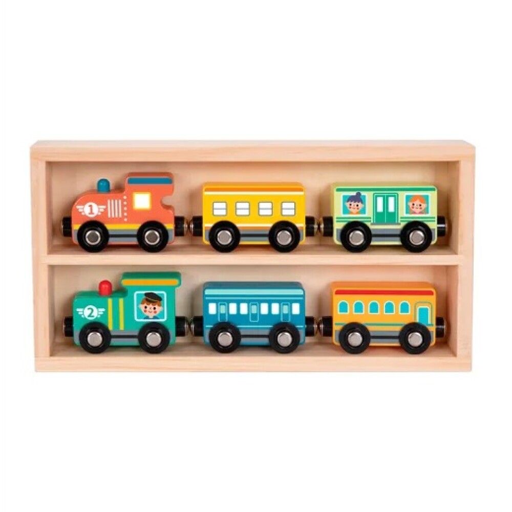 Set de trenes en madera HiPando Set de trenes en madera HiPando