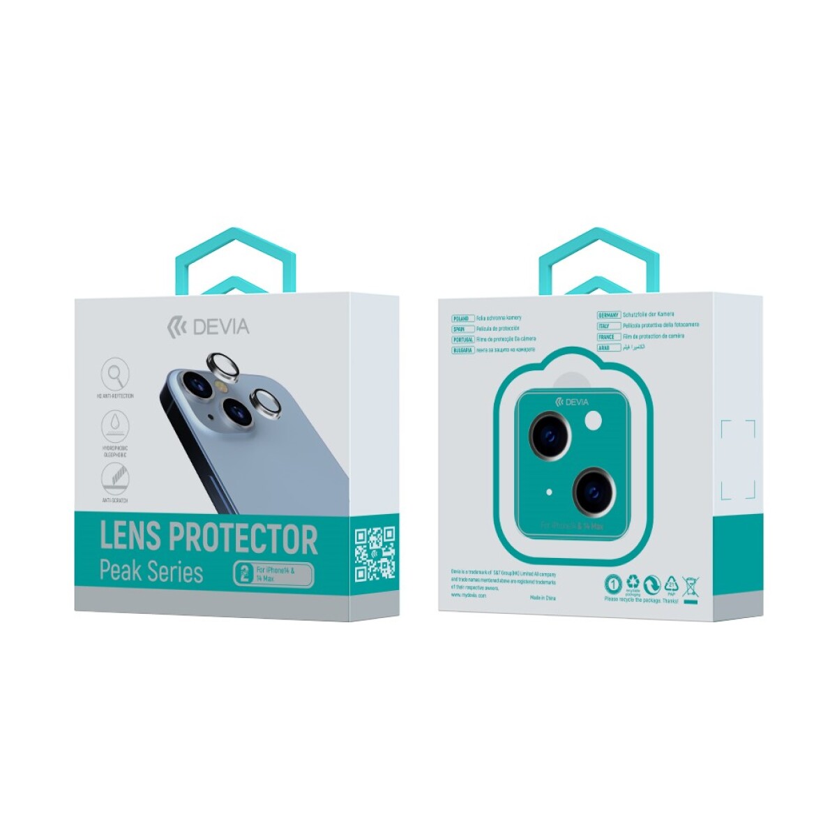 PROTECTOR LENTE DE CÁMARA IPHONE 14 / 14 PLUS CON BRILLO MAX DEVIA Plateado