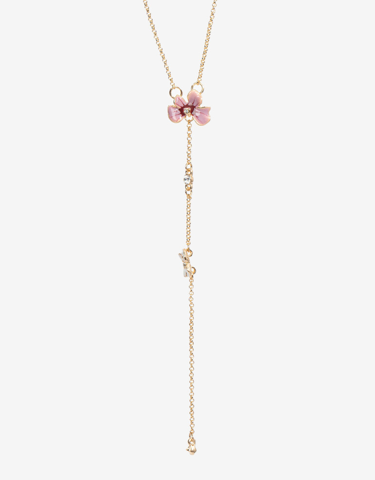 Collares Largos Color Collar Largo Con Dije Floral - Dorado