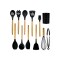 JUEGO 11 PIEZAS MENAGE SILICONA MANGO MADERA NEGRO