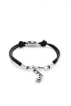 PULSERA DE CUERO BAÑADA EN PLATA DE LEY CON CRISTAL GRIS Pulsera