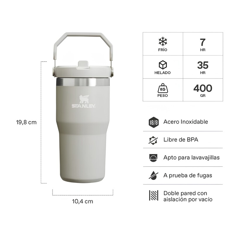 Vaso Térmico Stanley IceFlow Flip Straw 591ml Para Bebidas Frías En Movimiento Ash