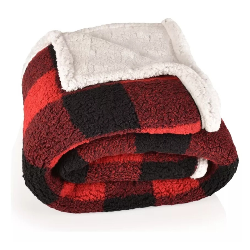 Frazada Reversible Polar Sherpa Cuadrille 150x200 - Rojo Negro cuadros Frazada Reversible Polar Sherpa Cuadrille 150x200 - Rojo Negro cuadros