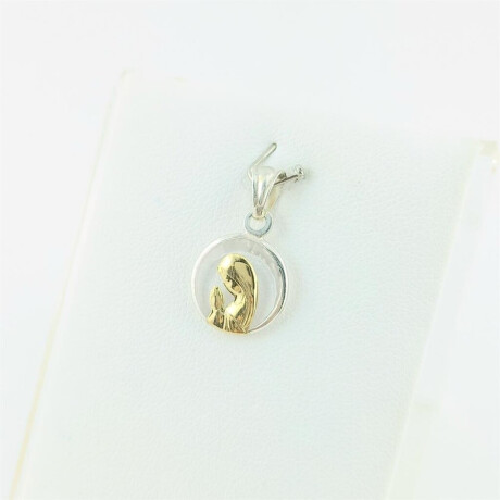 Medalla de plata 925 con Doublé de oro 18 kt y cristal Virgen niña Diámetro 12 mm