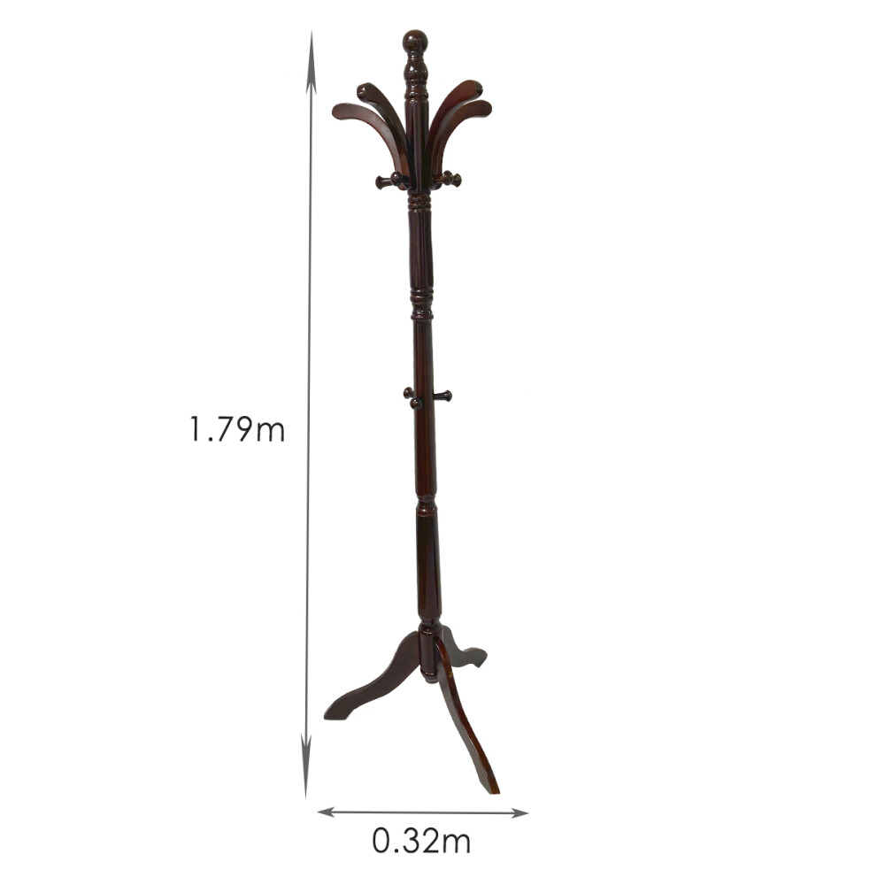 Perchero De Pie Madera Lustrada Con Barniz Brillo Negro