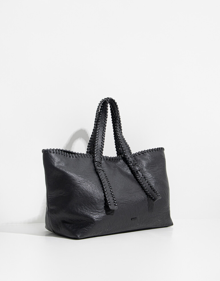Shopper Shopper Con Doble Manija - Negro