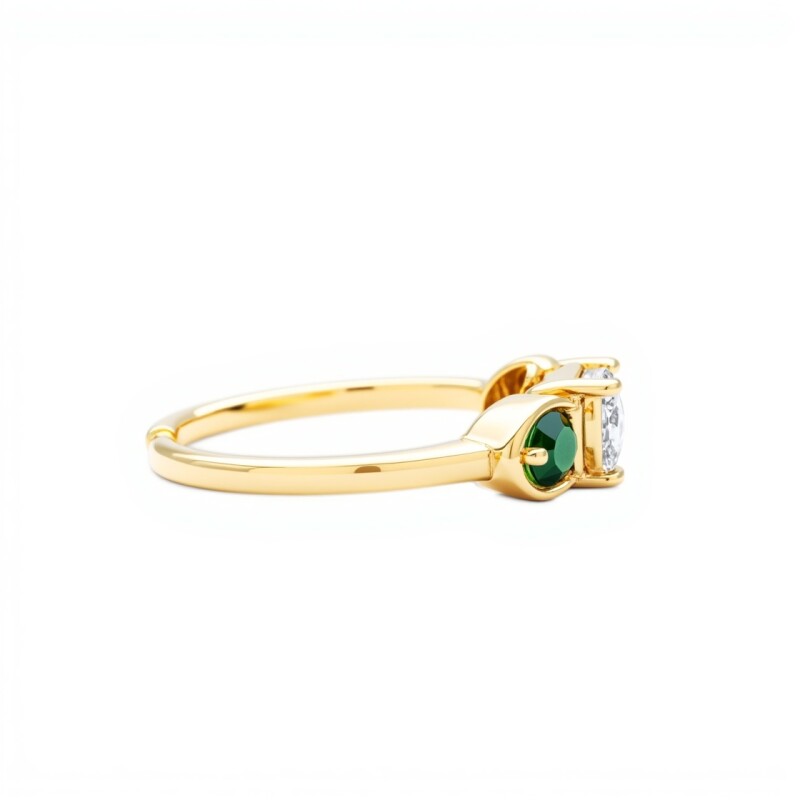 Anillo Halo-Plata rodinada con micra oro 18k-Piedra Topacio azul y Esmeraldas-AN2002 conpiedra