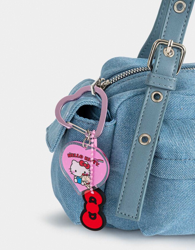Bowling De denim Cartera Bowling Denim Hello Kitty Kawaii - Azul Medio