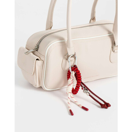 Cartera Bowling Con Charm Marron Beige