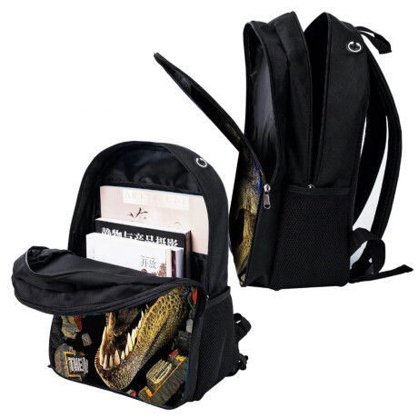 Mochila Escolar 3en1 Lunchera + Cartuchera Dinosaurio Dinosaurio