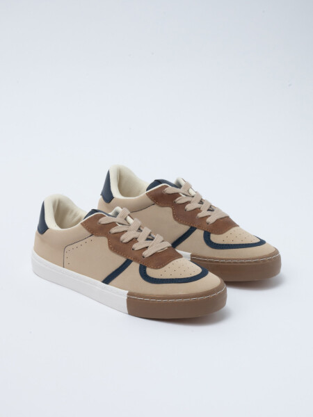Zapatilla cordones colores Beige