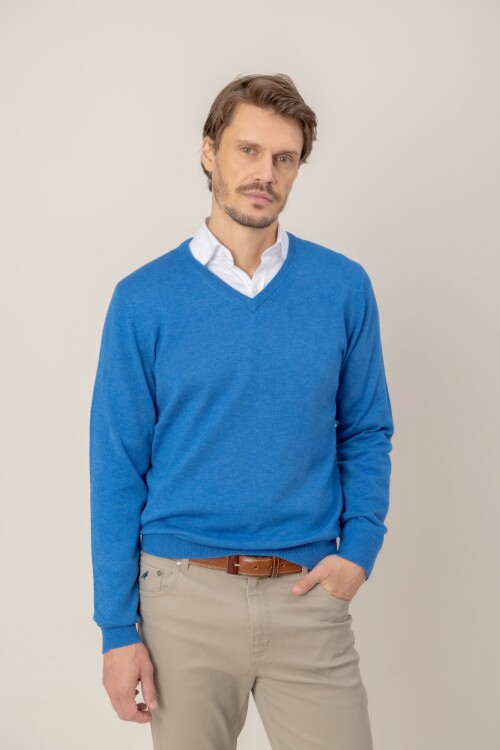 Sweater V Merino Blue