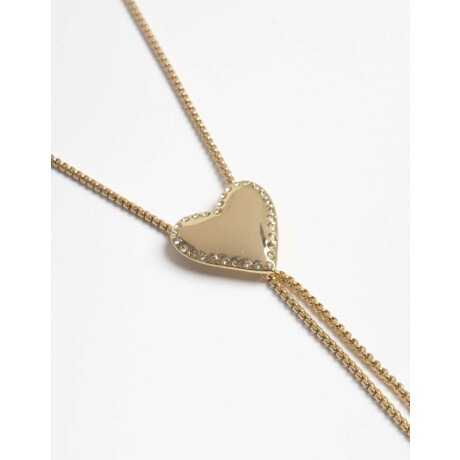 Collar Largo Y De Corazón Dorado