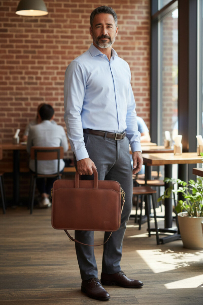 Portafolio de cuero Marrón