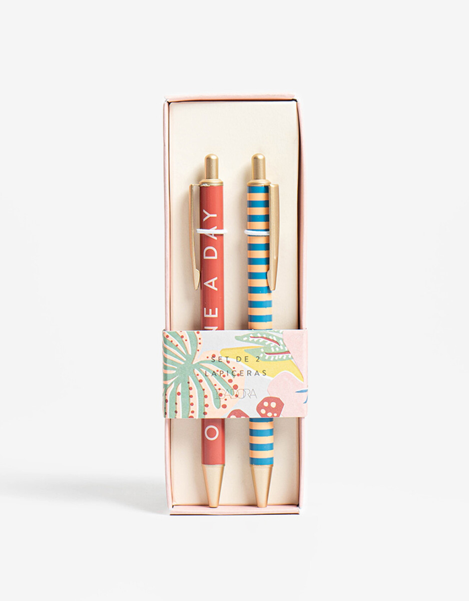 Set De Lapiceras Estampadas 