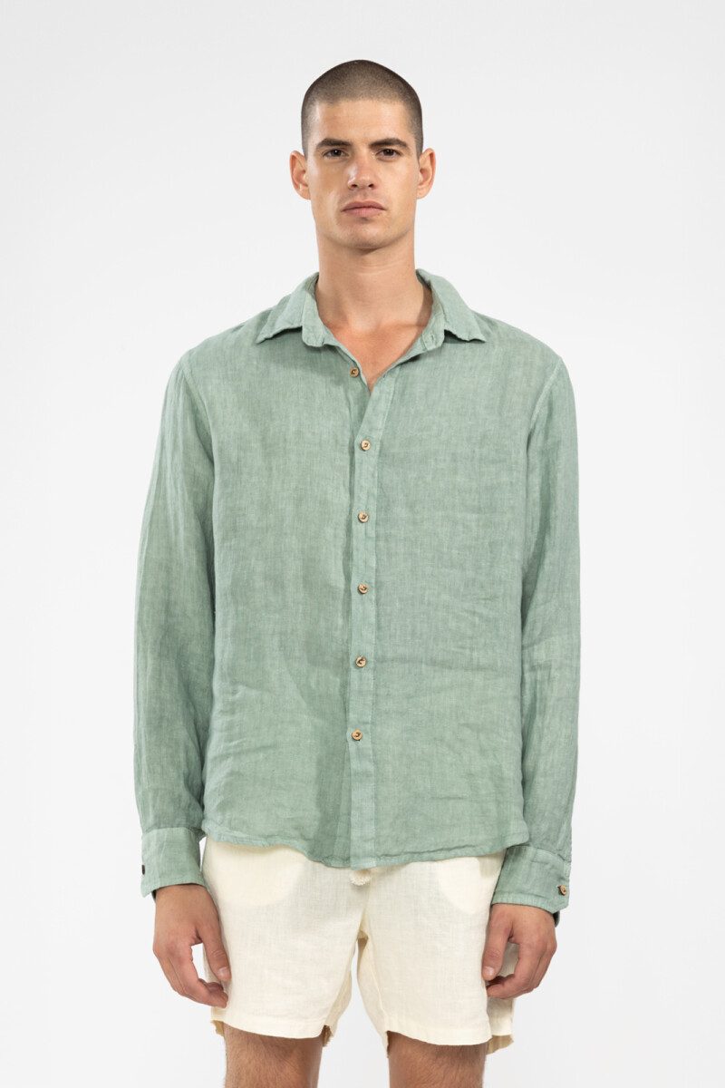 100% LINEN LONG SLEEVE SHIRT Cardamomo