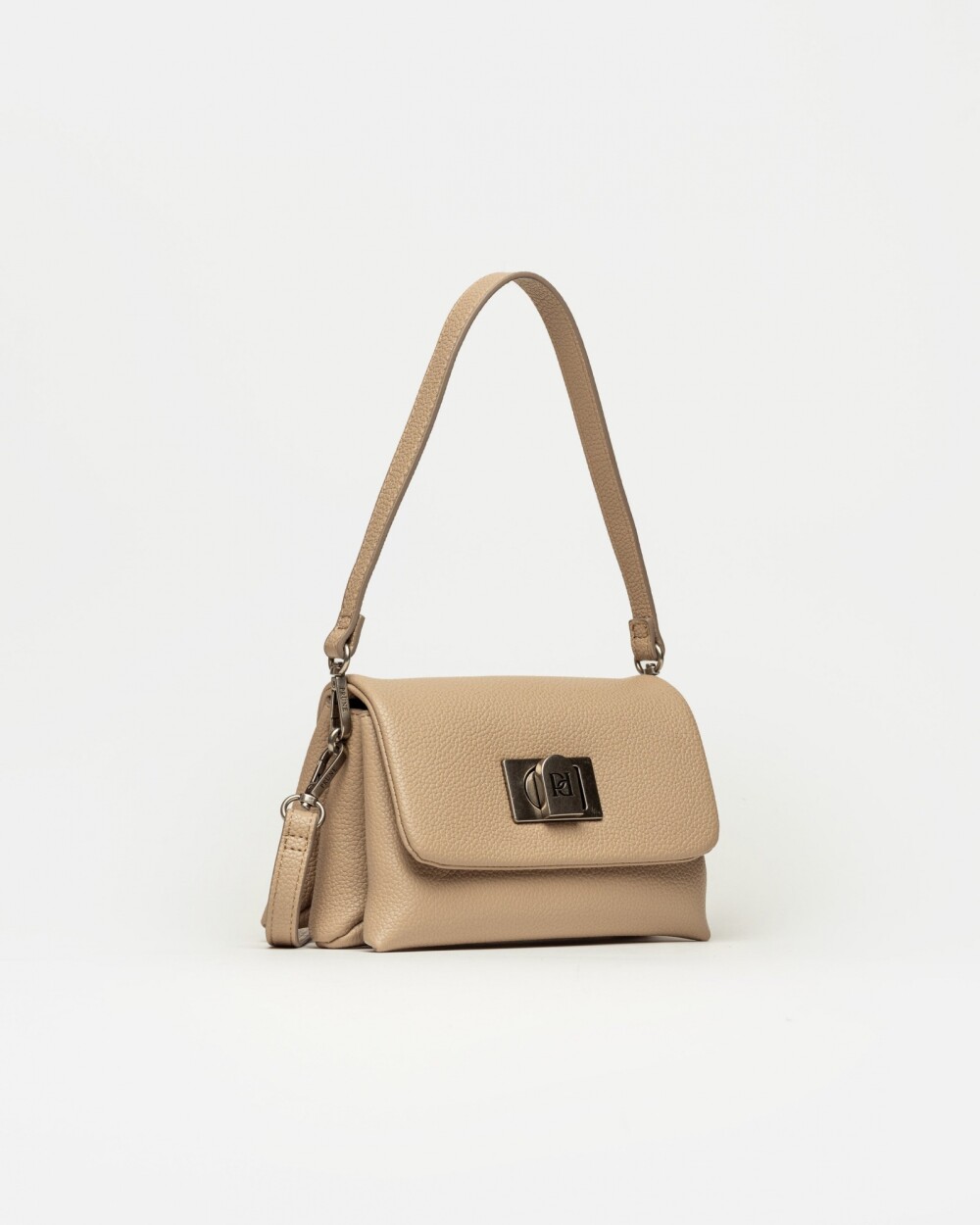 Bandolera Leisure en efecto cuero graneado Taupe