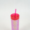 Vaso Con Tapa + Sorbito Gaiman Rosa